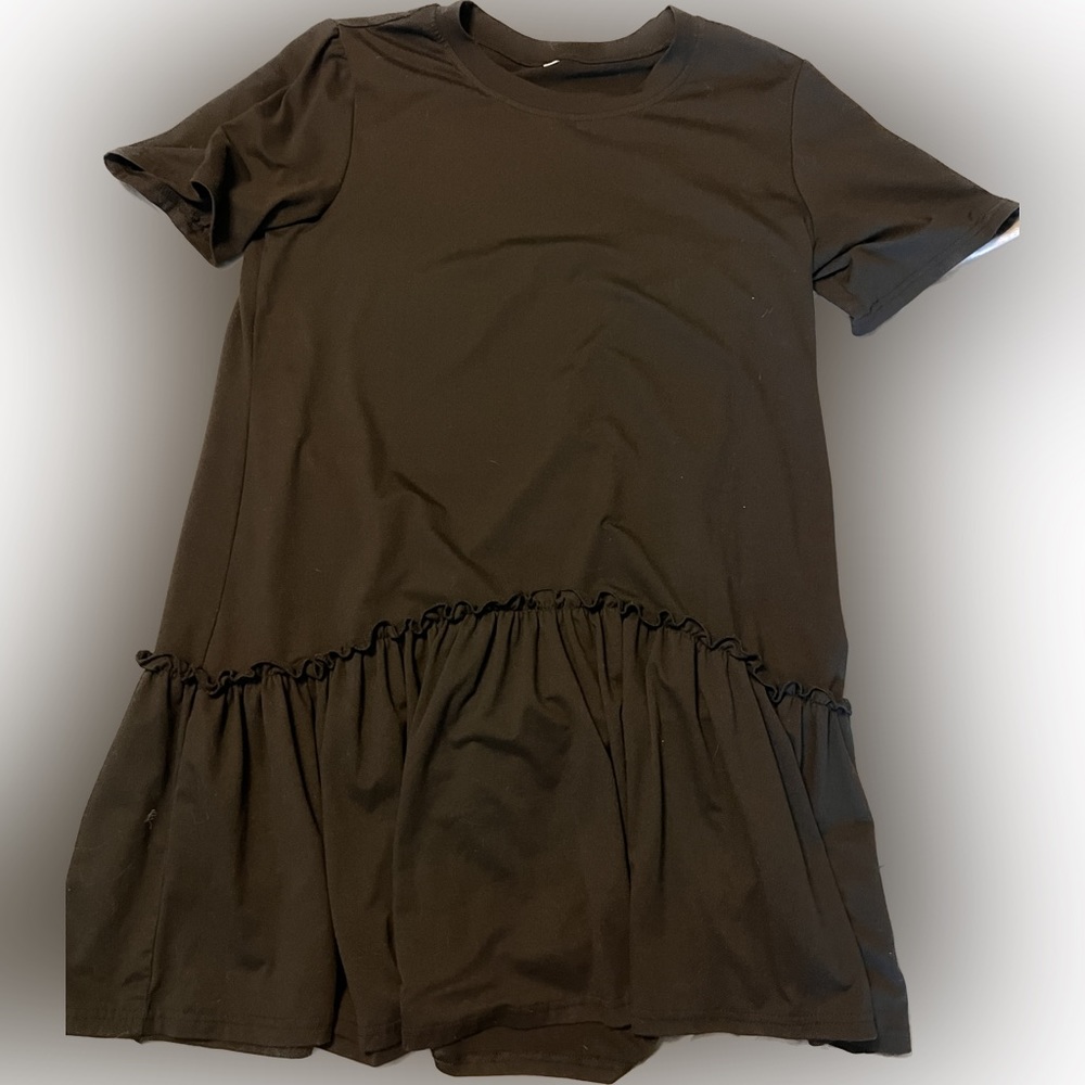 Long Black Tee with ruffle